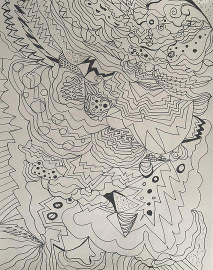 ink zentangle on paper, physical art