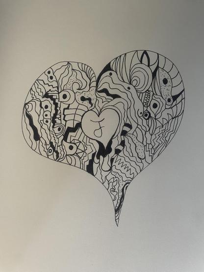 Zentangle heart with a J in the center
