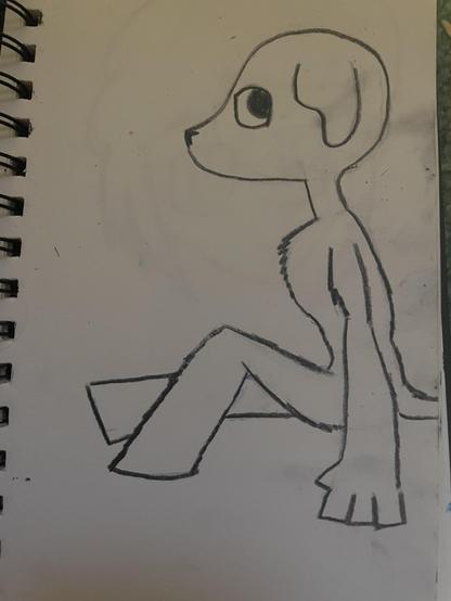black and white drawing of an anthro dog sitting