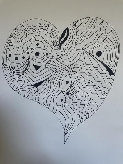 pen and ink zentangle heart
